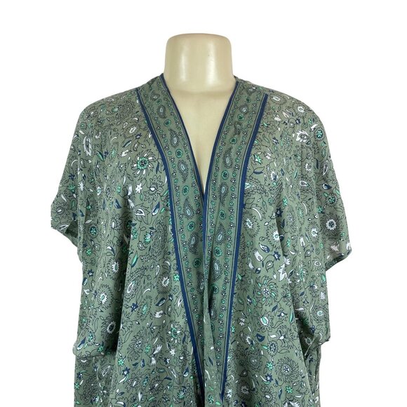 Loft Womens Floral Kimono Wrap XS/S Green Pattern Open Front Lightweight- New - Picture 4 of 8